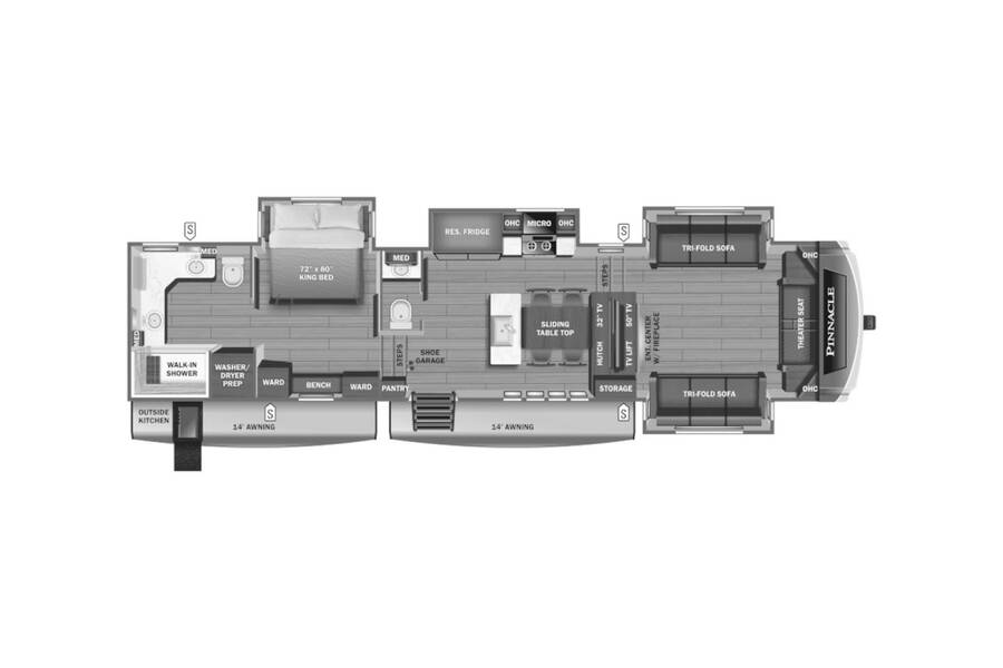 2023 Jayco Pinnacle 38FLGS Fifth Wheel at Kuhl's Trailer Sales STOCK# 2041 Floor plan Layout Photo