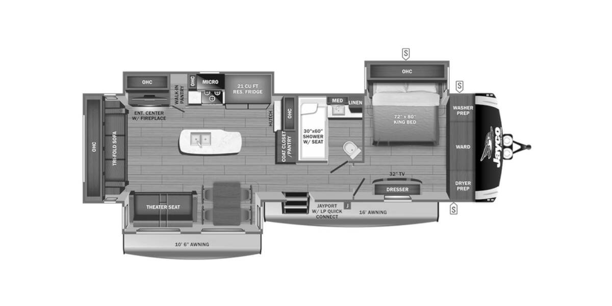 2023 Jayco Eagle 330RSTS Travel Trailer at Kuhl's Trailer Sales STOCK# 2040 Floor plan Layout Photo