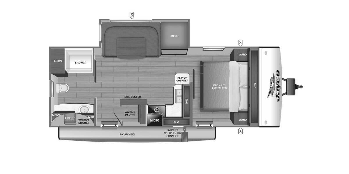 2023 Jayco Jay Feather 22RB Travel Trailer at Kuhl's Trailer Sales STOCK# 2042 Floor plan Layout Photo