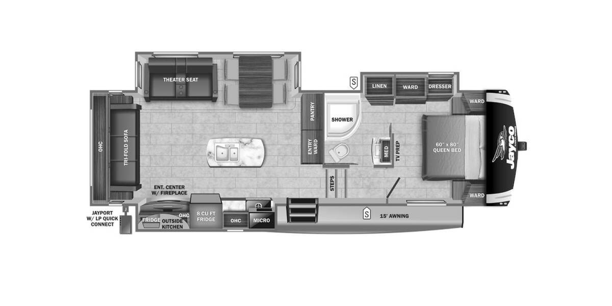 2022 Jayco Eagle HT 28.5RSTS Fifth Wheel at Kuhl's Trailer Sales STOCK# 2009 Floor plan Layout Photo