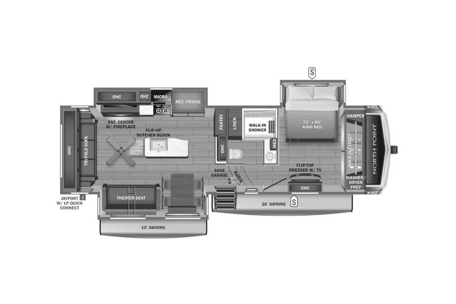 2023 Jayco North Point 310RLTS Fifth Wheel at Kuhl's Trailer Sales STOCK# 2035 Floor plan Layout Photo