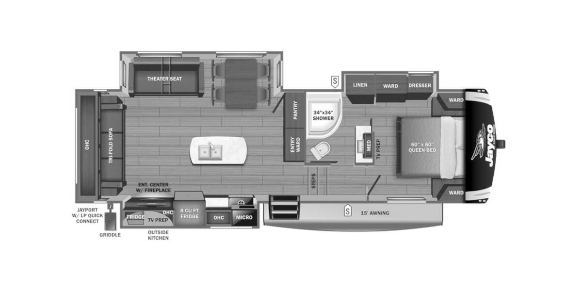 2023 Jayco Eagle HT 28.5RSTS Fifth Wheel at Kuhl's Trailer Sales STOCK# 2043 Floor plan Layout Photo