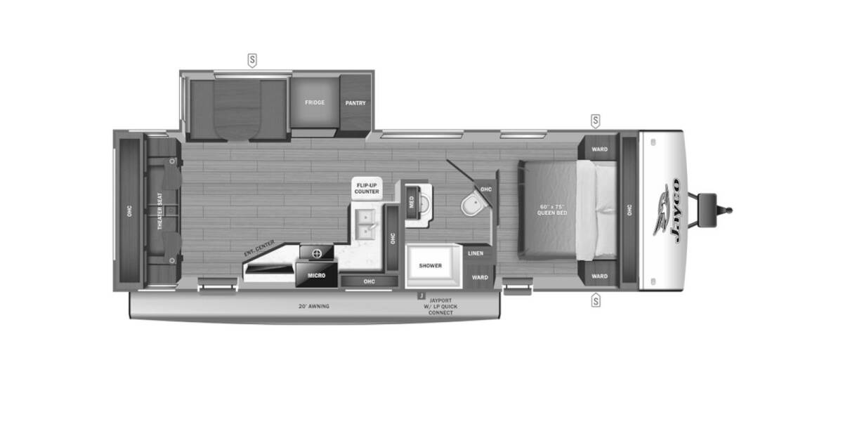 2023 Jayco Jay Feather 26RL Travel Trailer at Kuhl's Trailer Sales STOCK# 2045 Floor plan Layout Photo