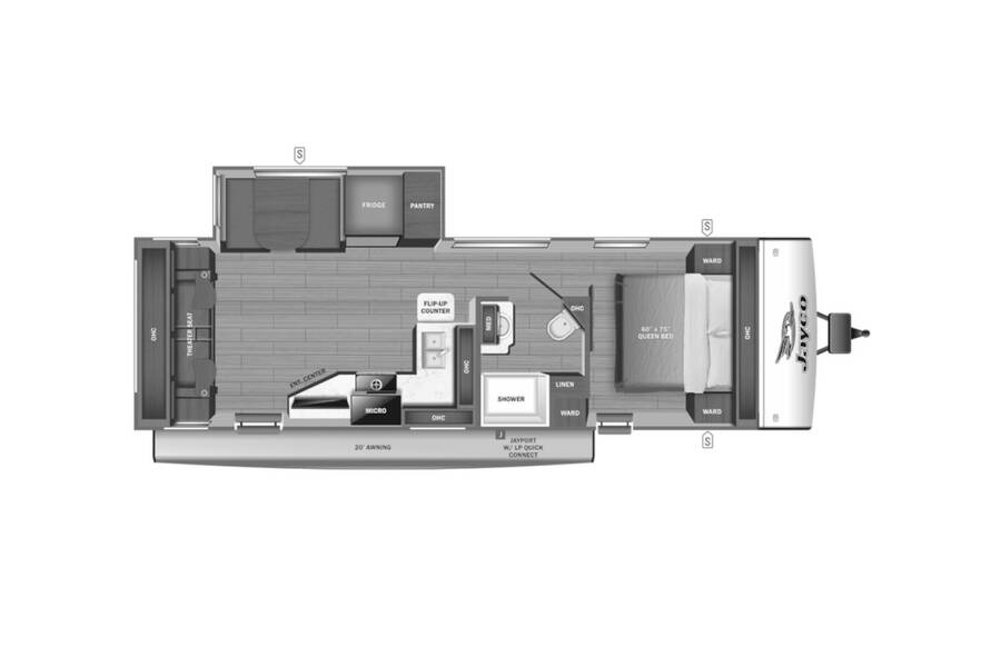 2023 Jayco Jay Feather 26RL Travel Trailer at Kuhl's Trailer Sales STOCK# 3013 Floor plan Layout Photo