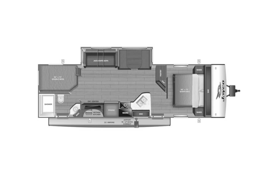 2023 Jayco Jay Feather 27BHB Travel Trailer at Kuhl's Trailer Sales STOCK# 2051 Floor plan Layout Photo