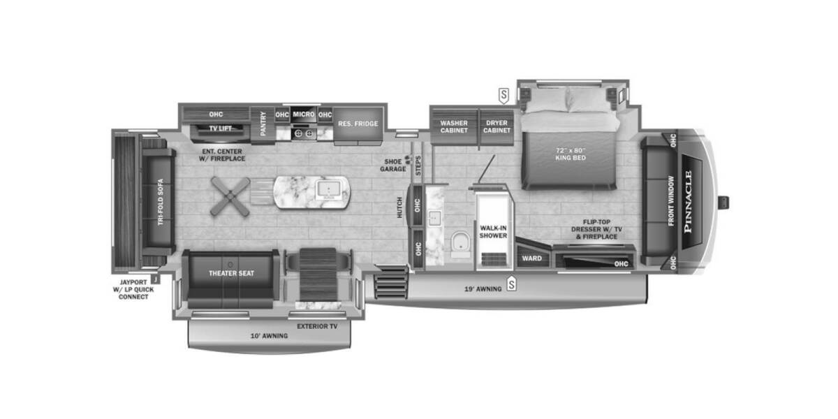 2022 Jayco Pinnacle 36SSWS Fifth Wheel at Kuhl's Trailer Sales STOCK# 4029 Floor plan Layout Photo